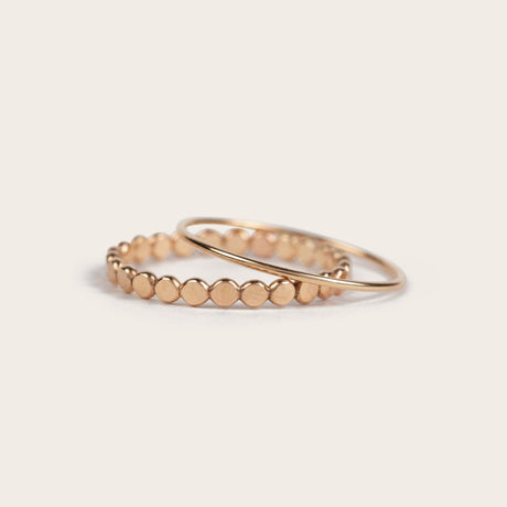 Ring Stack: Hammered Beaded & Ultra Thin Smooth - Laurel Elaine Jewelry