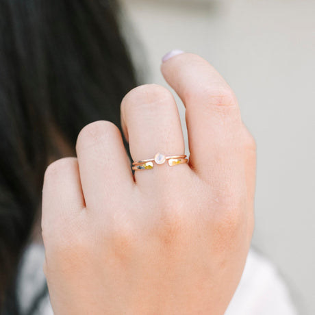 Ring Stack: Moonstone & Cuff - Laurel Elaine Jewelry