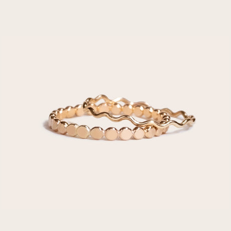Ring Stack: Wavy & Hammered Beaded - Laurel Elaine Jewelry