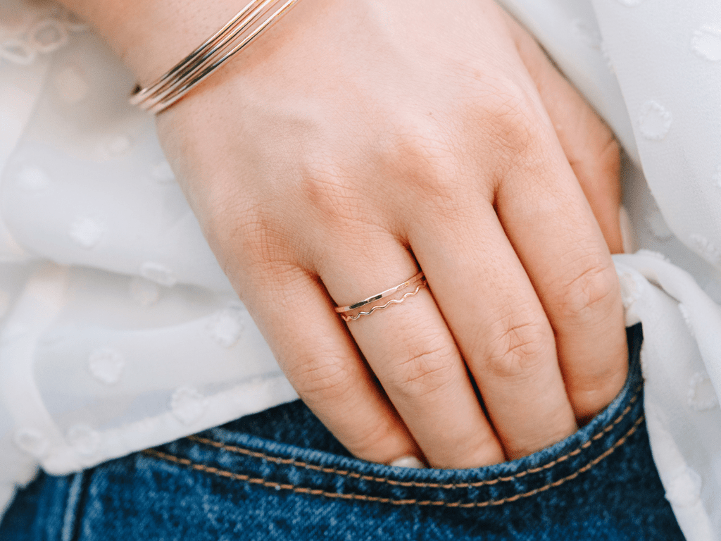 Ring Stack: Wavy & Thin Hammered - Laurel Elaine Jewelry