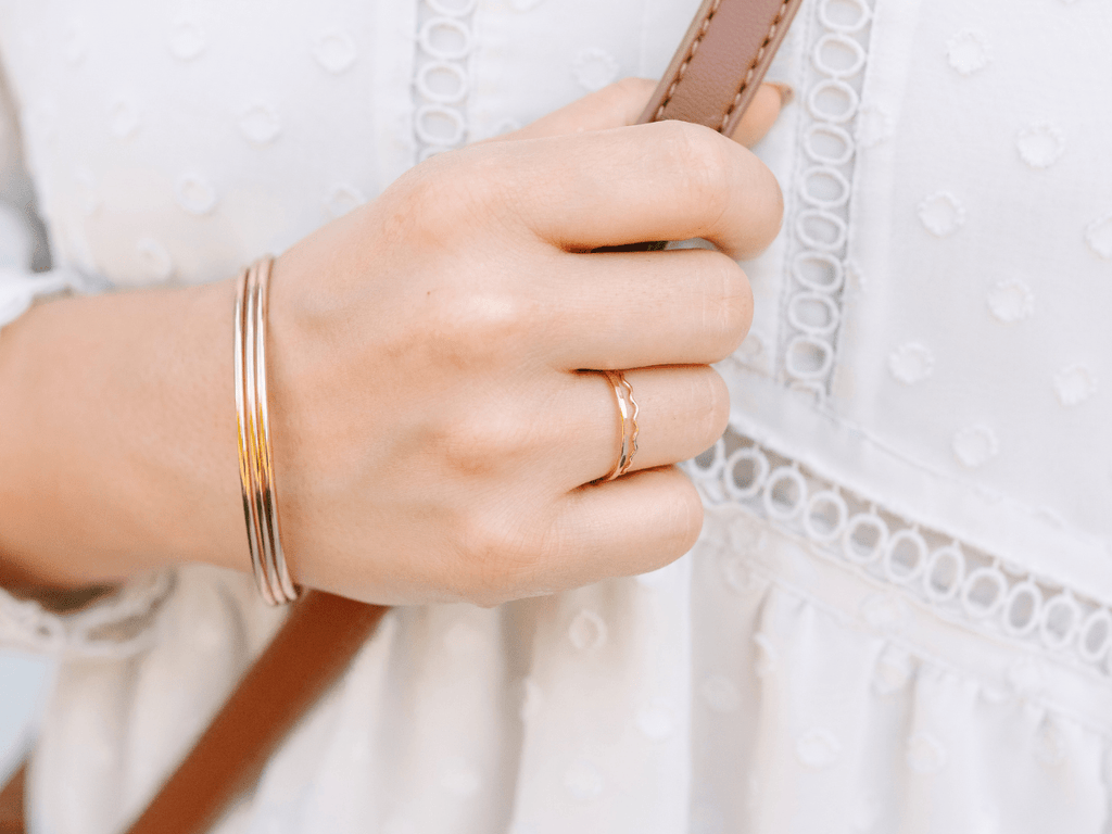 Ring Stack: Wavy & Thin Hammered - Laurel Elaine Jewelry