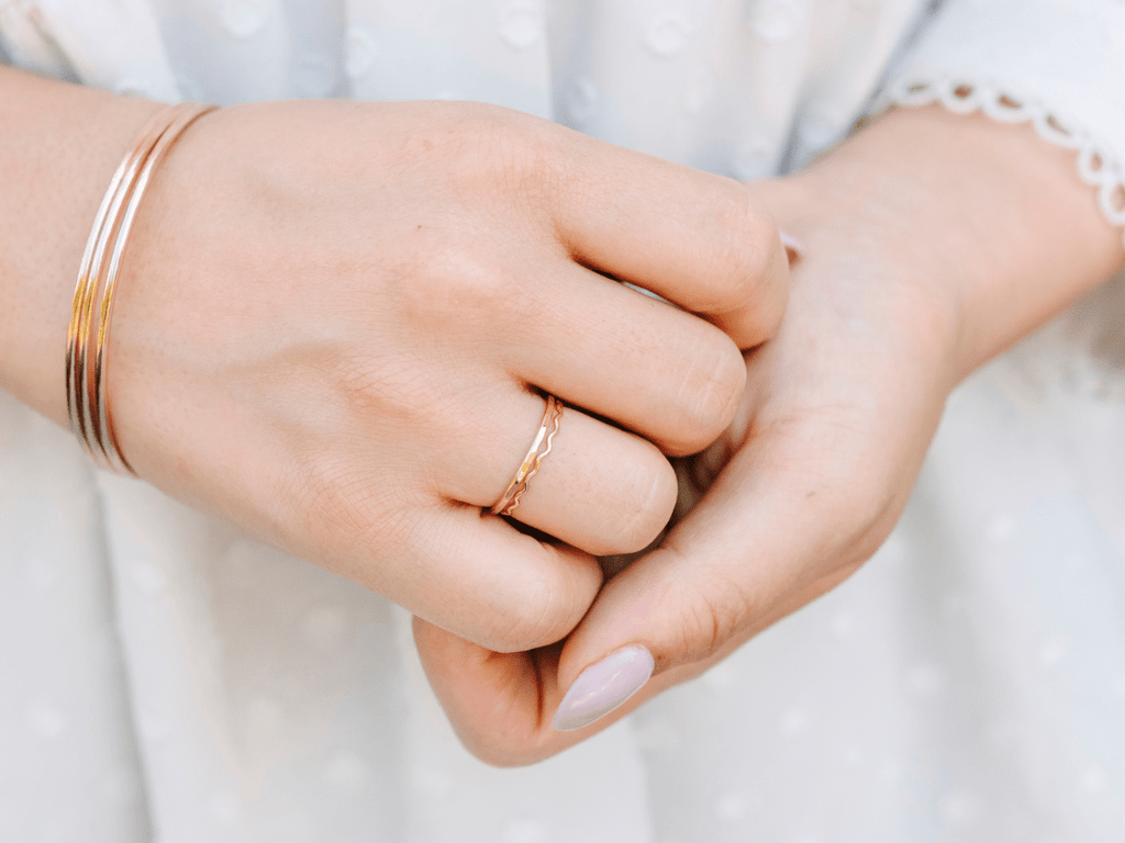 Ring Stack: Wavy & Thin Hammered - Laurel Elaine Jewelry