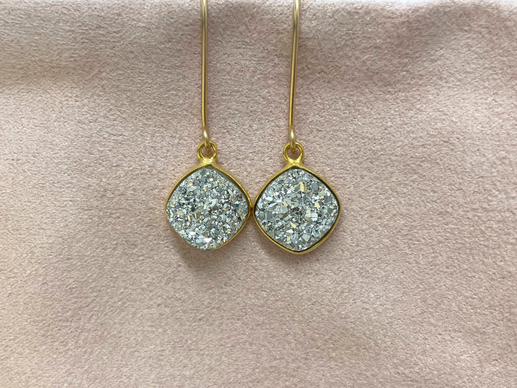 Silver druzy earrings - Laurel Elaine Jewelry