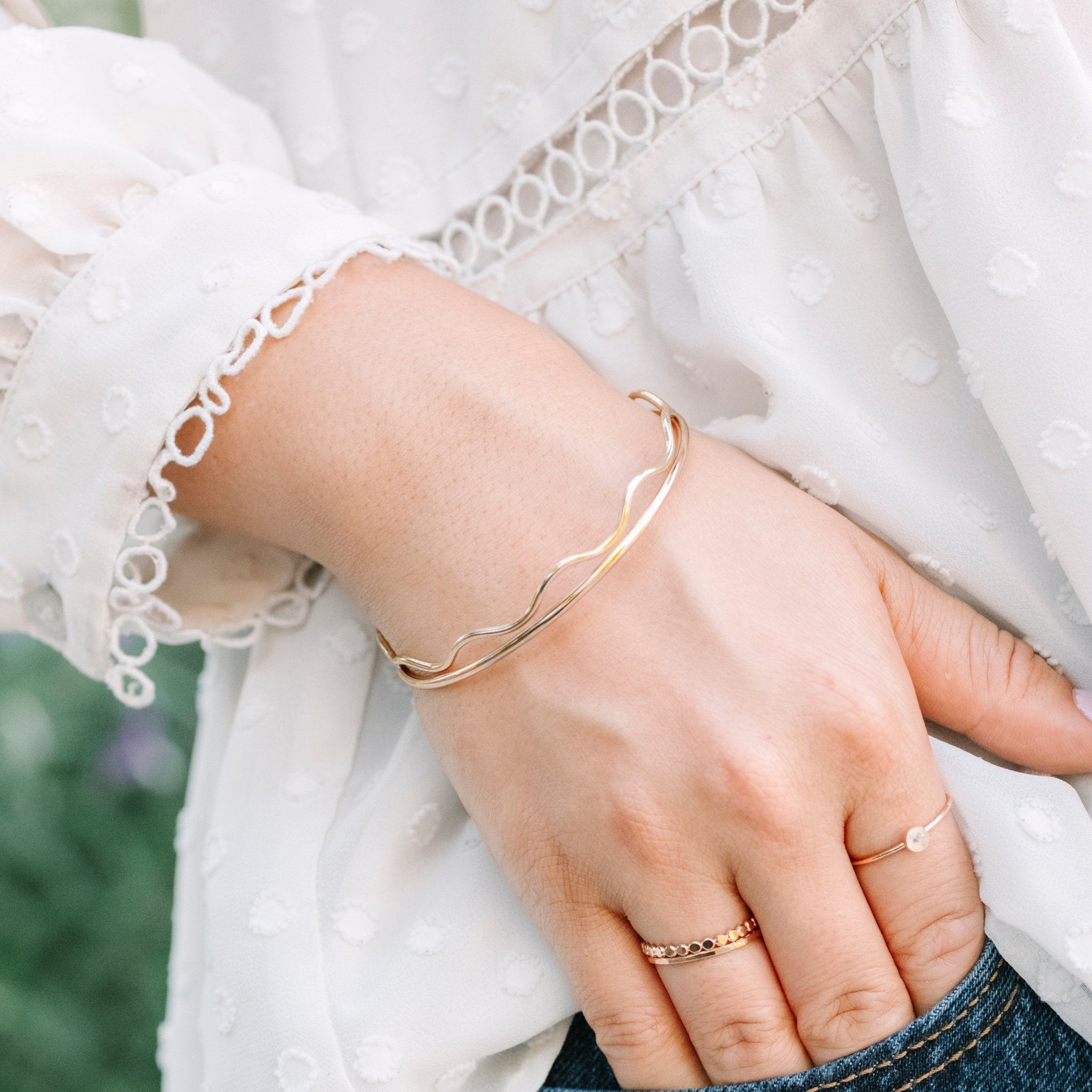 Wavy Gold Bangle – Laurel Elaine Jewelry