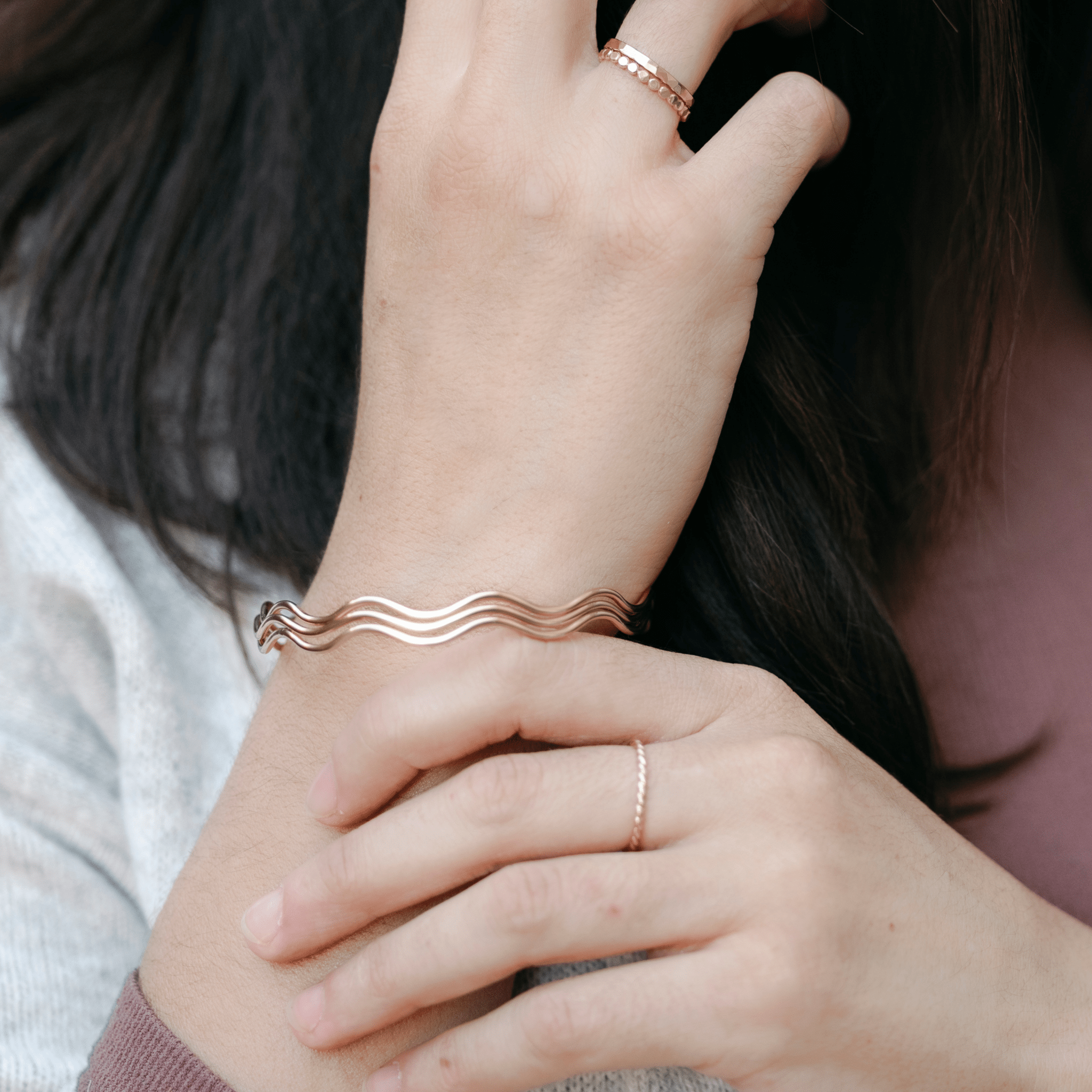 Wavy Gold Bangle – Laurel Elaine Jewelry