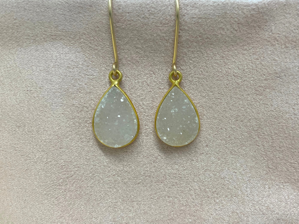 White druzy earrings - Laurel Elaine Jewelry