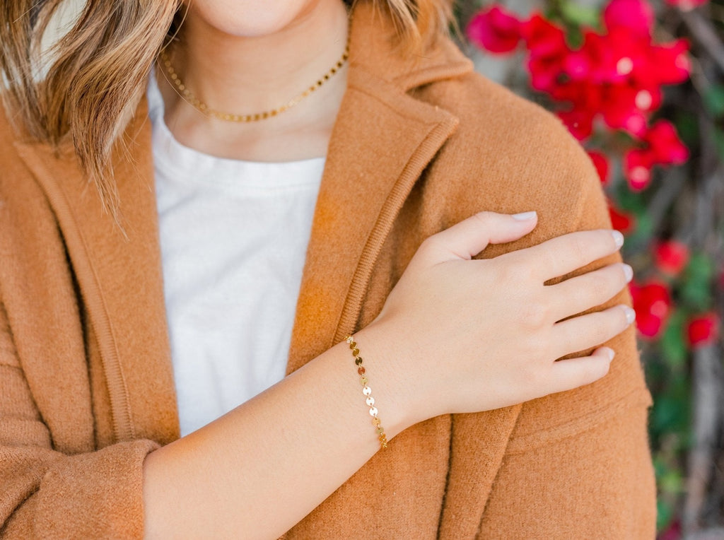 Gold Disc Bracelet - Laurel Elaine Jewelry