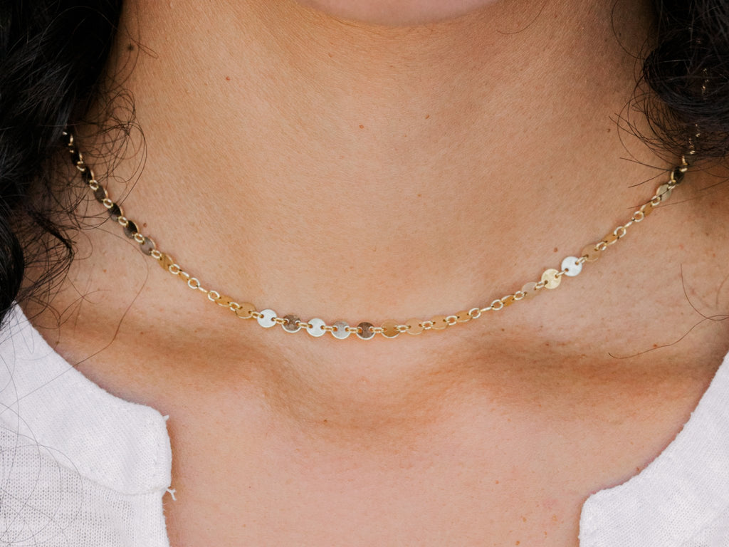 Gold Disc Choker - Laurel Elaine Jewelry