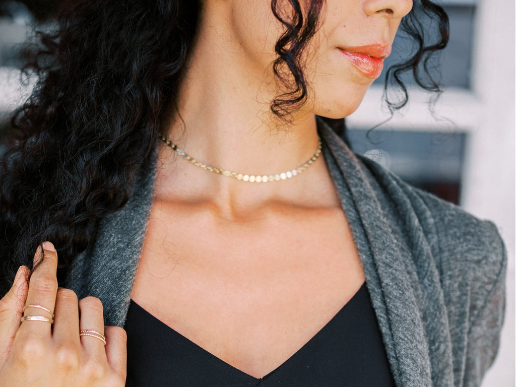 Gold Disc Choker - Laurel Elaine Jewelry