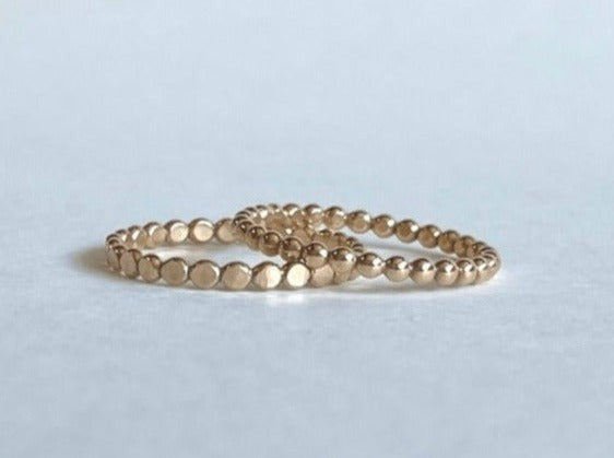 Ring Stack: Beaded & Hammered Beaded - Laurel Elaine Jewelry