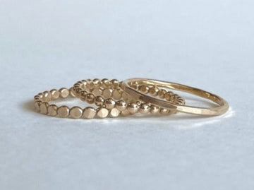 Ring Stack: Beaded, Hammered Beaded & Thin Hammered - Laurel Elaine Jewelry