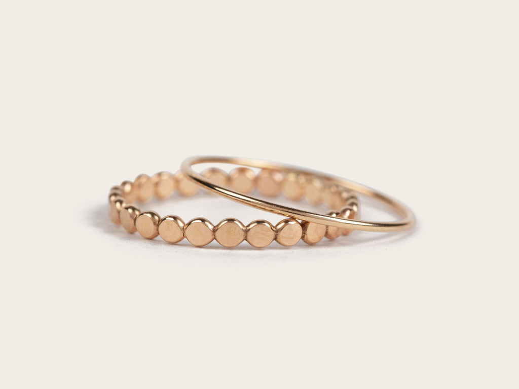 Ring Stack: Hammered Beaded & Ultra Thin Smooth - Laurel Elaine Jewelry