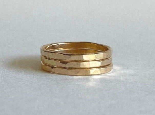 Ring Stack: Three Thick Hammered - Laurel Elaine Jewelry