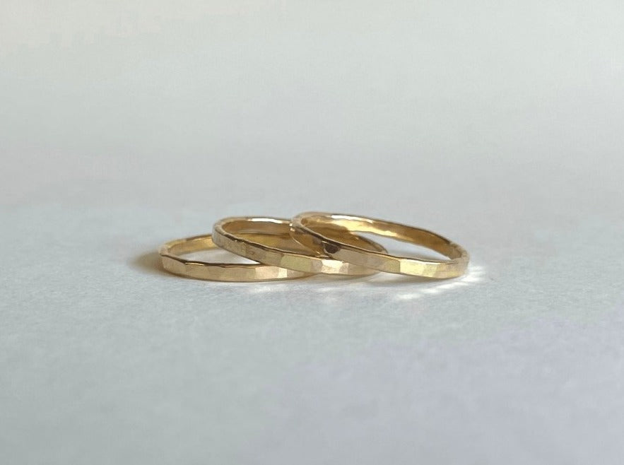Ring Stack: Three Thick Hammered - Laurel Elaine Jewelry
