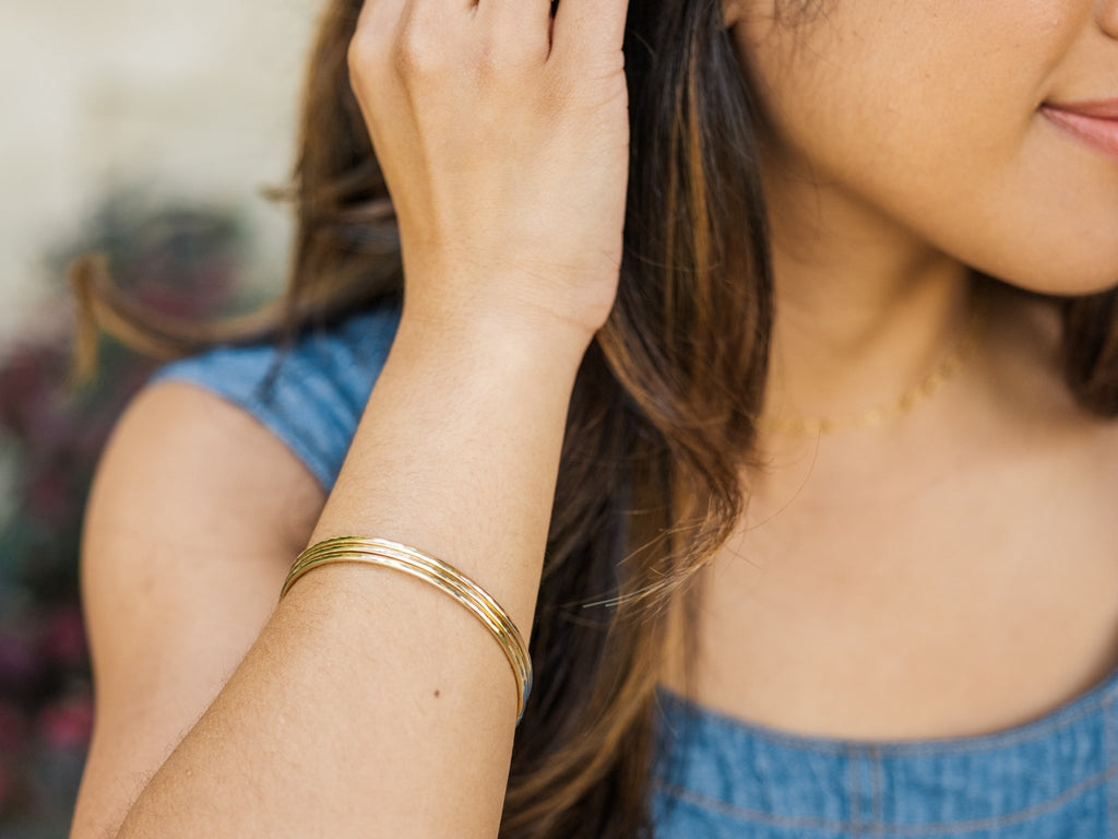 Thick Gold Bangles - Laurel Elaine Jewelry